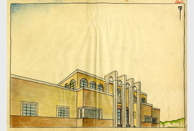 Edificio per funzioni pubbliche, prospettiva, 1936-1938 circa